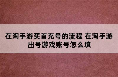 在淘手游买首充号的流程 在淘手游出号游戏账号怎么填